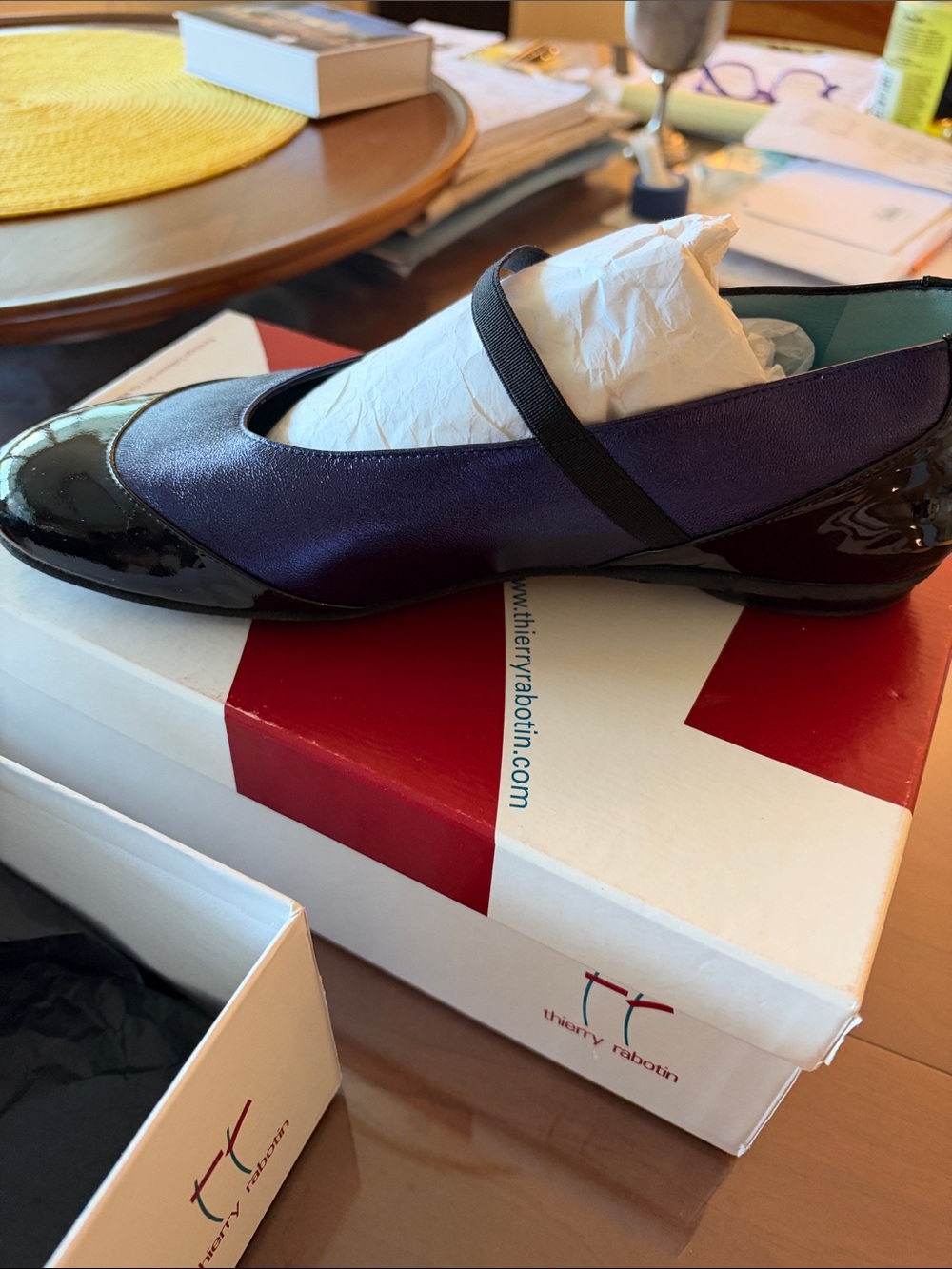 Thierry Rabotin Purple and Black Mary Jane Flats